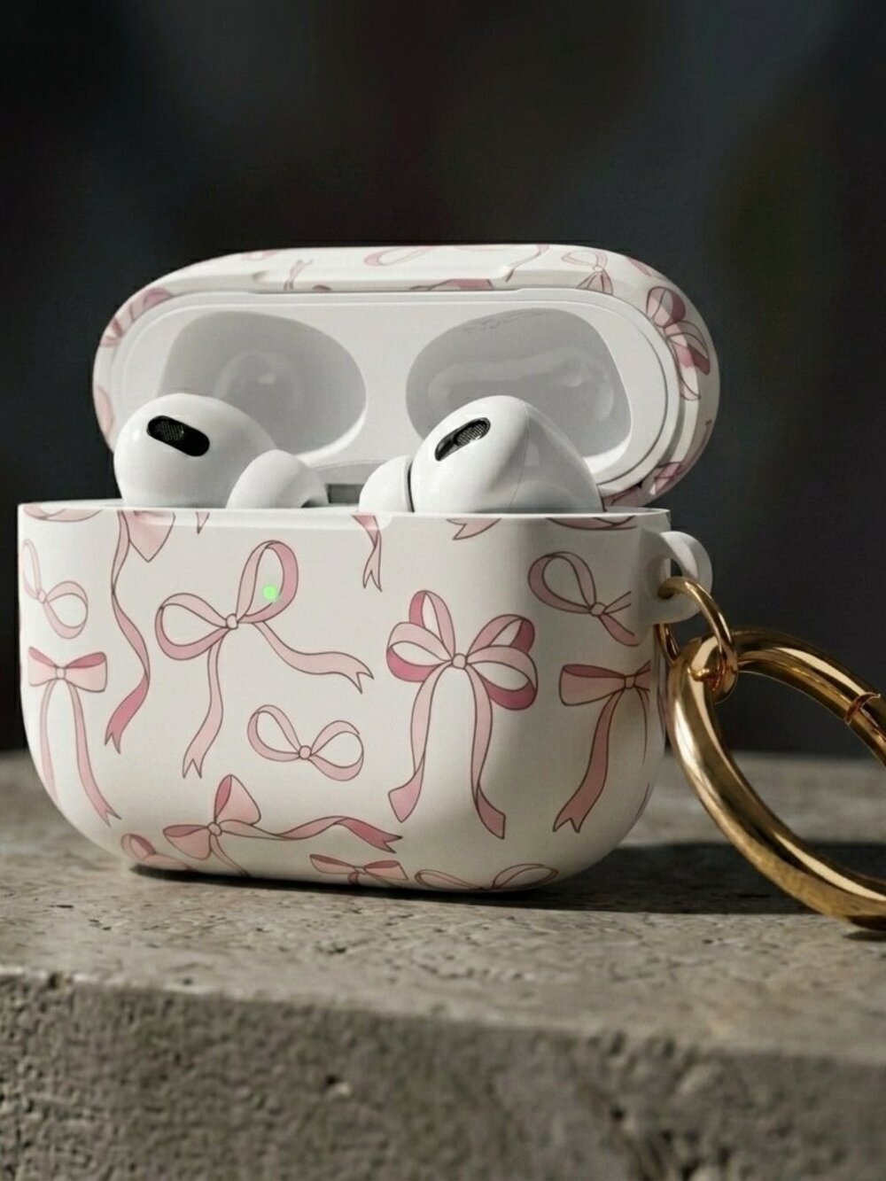 Ribbon Bloom AirPods Pro 3 (2025) Cover Case with Golden Keychain Case Only